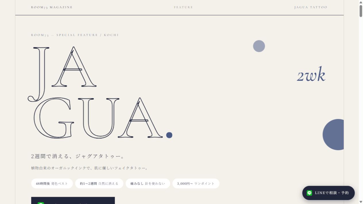 ジャグアタトゥーの実際の紹介ページ